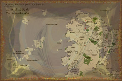 Dashvara, fantasía: Mapa del mundo de Háreka